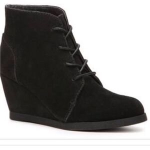 MADDEN GIRL | Black Deenna Velvet Lace Up Wedge Boots NEW Women’s Size 8